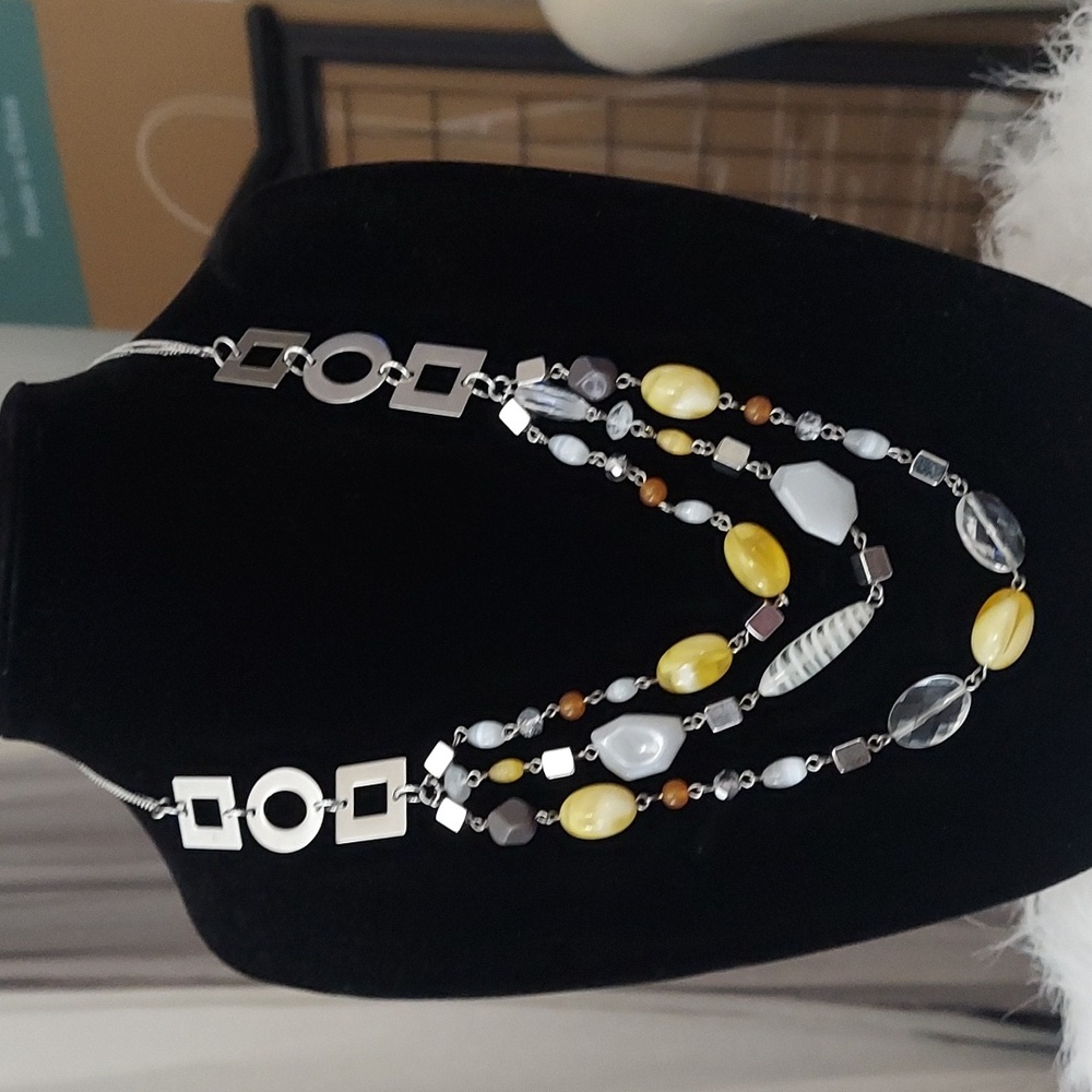 Lia Sophia Lemoncello Multi Strand Crystal, Beaded Statement Long Necklace